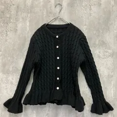 BLUE EAST ブルーイースト パールボタンケーブルカーディガン サイズM ブラック系 ラ・ヴェリタ古着 260803-07 レディース 秋 冬 伸縮ありのサムネイル