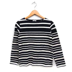 ニーム NIMES ボーダー Tシャツ カットソー 長袖 ボートネック コットン 綿 1 ブラック 黒 ベージュ /FT3のサムネイル