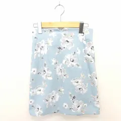 ラボラトリーワーク laboratory work スカート タイト ひざ丈 花柄 薄手 バックジップ M 青 ライトブルー /TT12のサムネイル