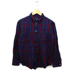 カージュ Khaju シャツ ブラウス ステンカラー ラウンドヘム チェック 長袖 タック 紺 ネイビー /NT19のサムネイル