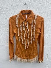 used vintage アメリカ製 刺繍 フリル ヴィンテージ ブラウス - メルカリ