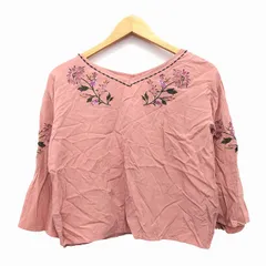 メイソングレイ MAYSON GREY カットソー ブラウス ワイド 刺繍 花柄 長袖 Vネック 2 ピンクベージュ /HT16のサムネイル