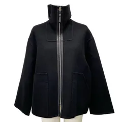 エルメス ブルゾン サイズ34 S レディース - 2H0120DB 黒×ダークネイビー 長袖/レザー/ジップアップ/ダブルフェイス/秋/冬 カシミヤのサムネイル