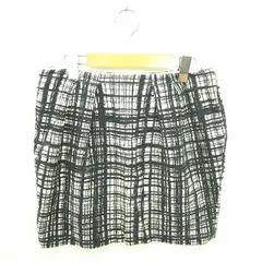 アダムエロペ Adam et Rope' スカート タイト ミニ チェック バックジップ 綿 コットン 38 ブラック アイボリー 黒 白 /TT6のサムネイル