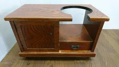 【B】レトロ カリモク家具 キャスター付きポットワゴン 送料無料F58730 レトロ 魔法瓶ポット置き台 キャスター付お座敷ワゴン