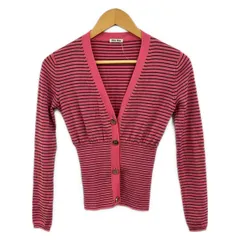 miumiu(ミュウミュウ) カーディガン サイズ36 S レディース美品  - ピンク×黒 長袖/ボーダーのサムネイル