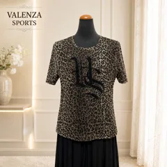 🌸SALE🌸 VALENZA SPORTS バレンザポー 夏 パワーネット レオパード柄 半袖トップス ヒョウ柄 Lのサムネイル