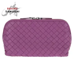 美品 BOTTEGAVENETA ボッテガヴェネタ イントレチャート パープル アメジストパープル レザー ポーチ メイクポーチ 小物入れ 603144【中古】のサムネイル