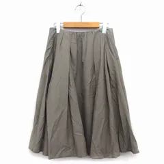 フィガロ パリ FIGARO Paris フレア スカート 膝下 デニム タック 切りっぱなし パイピング 綿混 36 グレージュ /HT12のサムネイル