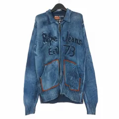 ペペジーンズ Pepe Jeans ジップアップ ニットジャケット ブルゾン 長袖 S インディゴ M70417のサムネイル