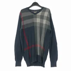 バーバリー ロンドン BURBERRY LONDON チェック Vネックニット セーター 長袖 M ネイビー 紺のサムネイル