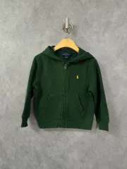 ポロ ラルフローレン キッズ フード ジップアップ 濃い 緑色 3tのサムネイル