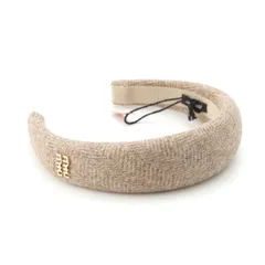 ミュウミュウ ウール ヘリンボーン ツイード ロゴ カチューシャ ヘアアクセサリー グレージュ【中古】のサムネイル