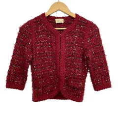 HARRODS(ハロッズ) カーディガン レディース美品  - レッド×黒×白 七分袖のサムネイル