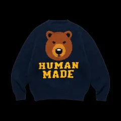 HUMAN MADE ヒューマンメイド クマ ラグラン ニット セーター ネイビーのサムネイル