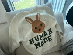 HUMAN MADE ヒューマンメイド ラビットロゴニット ベージュ Mのサムネイル