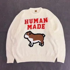 L HUMAN MADE(ヒューマンメイド) コットン ブルドッグ ニット 白のサムネイル