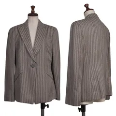 アルマーニコレツィオーニARMANI COLLEZIONI ウールシルクヘリンボーンピークドラペルジャケット 焦げ茶ベージュ42のサムネイル