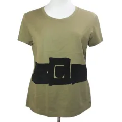 イヴサンローランリヴゴーシュ YVES SAINT LAURENT rive gauche カットソー Tシャツ 半袖 フロッキープリント クルーネック M カーキ /Xのサムネイル