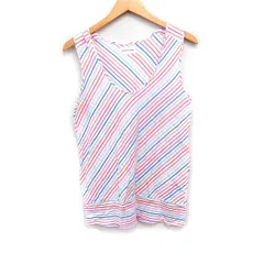 ツモリチサト TSUMORI CHISATO カラフル ストライプ タンクトップ スプーンネック コットン 綿 2 ホワイト 白 マルチカラー /FT48のサムネイル