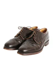 英国製 ★ ブルックスブラザーズ PEAL&CO ウイングチップ シューズ US 7 1/2 25.5cm / クロケット&ジョーンズ レザー 革靴 フルブローグ 茶のサムネイル