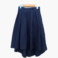 スピック＆スパン ノーブル Spick&Span Noble フレア スカート ロング ミモレ丈 ロングテール 綿混 無地 シンプル タック 34 ネイビー 紺 /HT8のサムネイル