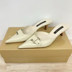 sergio rossi/セルジオロッシ ポインテッドトゥ ミュール サンダル 34 1/2 (21.5cm相当) アイボリー系 箱付[OO00240]のサムネイル