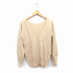 カネボウ Kanebo 国内正規品 ニット セーター Vネック 長袖 綿混 アンゴラ混 羊毛混 ラメ混 リブ M ベージュ /HT17のサムネイル