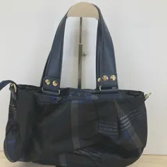 美品 PATRICK COX/パトリックコックス トートバッグ チェック柄 ネイビー/ブラック系 裏地モノグラム柄 レディース[OA05576]のサムネイル