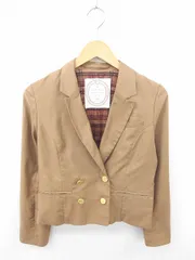 オリーブデオリーブ OLIVE des OLIVE ジャケット テーラード 裏地チェック ダブルボタン 長袖 M 茶 ベージュ /TT58のサムネイル