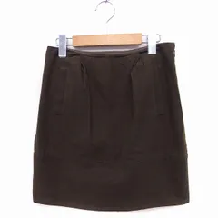クローラ crolla タック タイトスカート ミニ 無地 コットン 綿 36 ブラウン 茶 /FT19のサムネイル