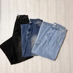 デニム　3本セット　まとめ売り　RUUBON　MONOｰMART　S～XSサイズ　ハイウエストパンツ　ハイウエストデニム　ワイドデニム　ワイドパンツ　小さいサイズ　カジュアル　シンプル　ジーンズ　Gパン　送料無料✨のサムネイル
