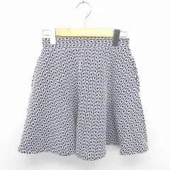 インデックス INDEX タグ付き スカート フレア ミニ 総柄 綿 コットン ウエストゴム M 紺 白 ネイビー ホワイト /TT15のサムネイル