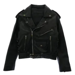 CHROME HEARTS クロムハーツ（原本無） JJ DEAN JJディーン スクロールサイドダブルバックル クロスボールボタン ダガージップ ローラーベルト レザー ライダース ジャケット ブラック系 S【中古】のサムネイル