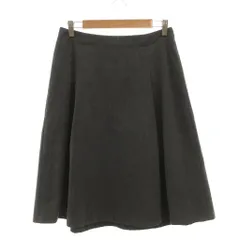 ランズエンド LANDS' END フレアスカート ひざ丈 タック入り Aライン L グレー /OBのサムネイル