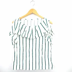 トッコ TOCCO シャツ ブラウス ストライプ 丸首 フレア 袖なし ノースリーブ コットン 綿 M L アイボリー グリーン 緑 /MT28のサムネイル