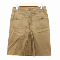ドレステリア DRESSTERIOR 台形 スカート ミニ 膝上 ステッチ タック コットン 綿 36 ダークベージュ /HT32のサムネイル