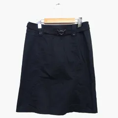22オクトーブル 22 OCTOBRE 台形 スカート 膝上 ミニ コットン 綿 無地 シンプル ベルト 薄手 38 ブラック 黒 /HT25のサムネイル