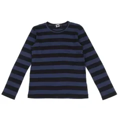 ブラックコムデギャルソンBLACK COMME des GARCONS コットンボーダーカットソー 紺黒Mのサムネイル