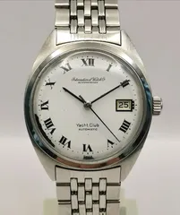 OH済 IWC ヨットクラブ R811AD 純正GF社製7連ブレス 19mm ゲイフレアー Cal.8541B 魚リューズ 白文字盤 ローマ デイト メンズ 自動巻き 時計のサムネイル