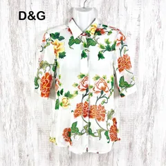 D&G DOLCE&GABBANA ドルチェアンドガッバーナ 花柄 比翼 半袖シャツ ホワイトのサムネイル