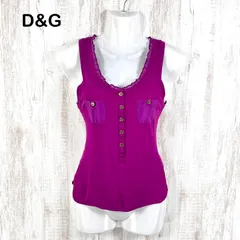 00s D&G DOLCE&GABBANA ドルチェアンドガッバーナ フリル 金ボタン タンクトップ パープル y2k 平成ギャルのサムネイル