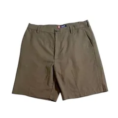00s CHAPS チャップス ワイド ショーツ W36 ブラウン ポリエステル スラックス ショートパンツ ドレープ ワイドシルエット 茶色 P019 USA アメリカ 古着のサムネイル