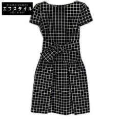 PRADA プラダ 11SS P358M シルク 格子デザイン ウエストベルト ワンピース 38のサムネイル
