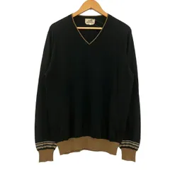 HERMES(エルメス) 長袖セーター サイズL メンズ美品  - ダークネイビー×ブラウン Vネックのサムネイル