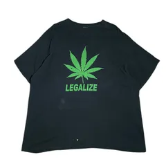1990s 〜 LEGALIZE マリファナ 大麻 プリント Tシャツ ボロ フェードブラック XXL相当 ダメージ グランジ 雰囲気系 古着 T134 ヴィンテージ  ボロのサムネイル