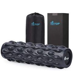 TETOP Foam Roller, Myofascial Release, Solid, Slim, Firm, for Stretching, Yoga, and Exercise, 5-Year Warranty, 500KG Load Capacity, Japanese Instruction Manual Included, 800g, 45*12.5CM [Intermediate Level] e6e95268