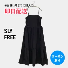 SLY スライ ワンピース FREE ブラック ナイロン 無地 袖なし ひざ丈 フレア レディースのサムネイル
