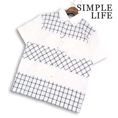 【新品 未使用】 SIMPLE LIFE シンプルライフ レナウン 春夏★ 半袖 ボタンダウン 切替 シャツ 日本製 Sz.M メンズ 白のサムネイル