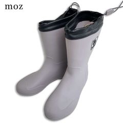 【新品 未使用】 moz モズ 通年★ ワッペン パッカブル ミドル レイン ブーツ Sz.25.0 レディース 灰 グレーのサムネイル